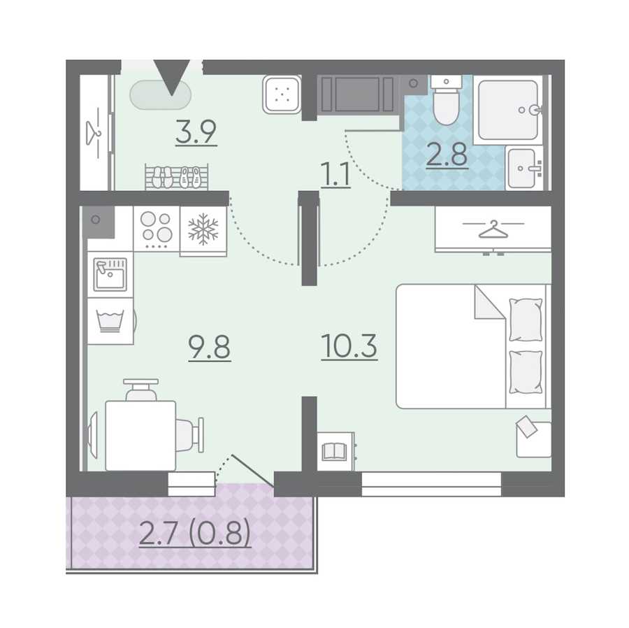 Однокомнатная квартира в : площадь 28.7 м2 , этаж: 18 – купить в Санкт-Петербурге